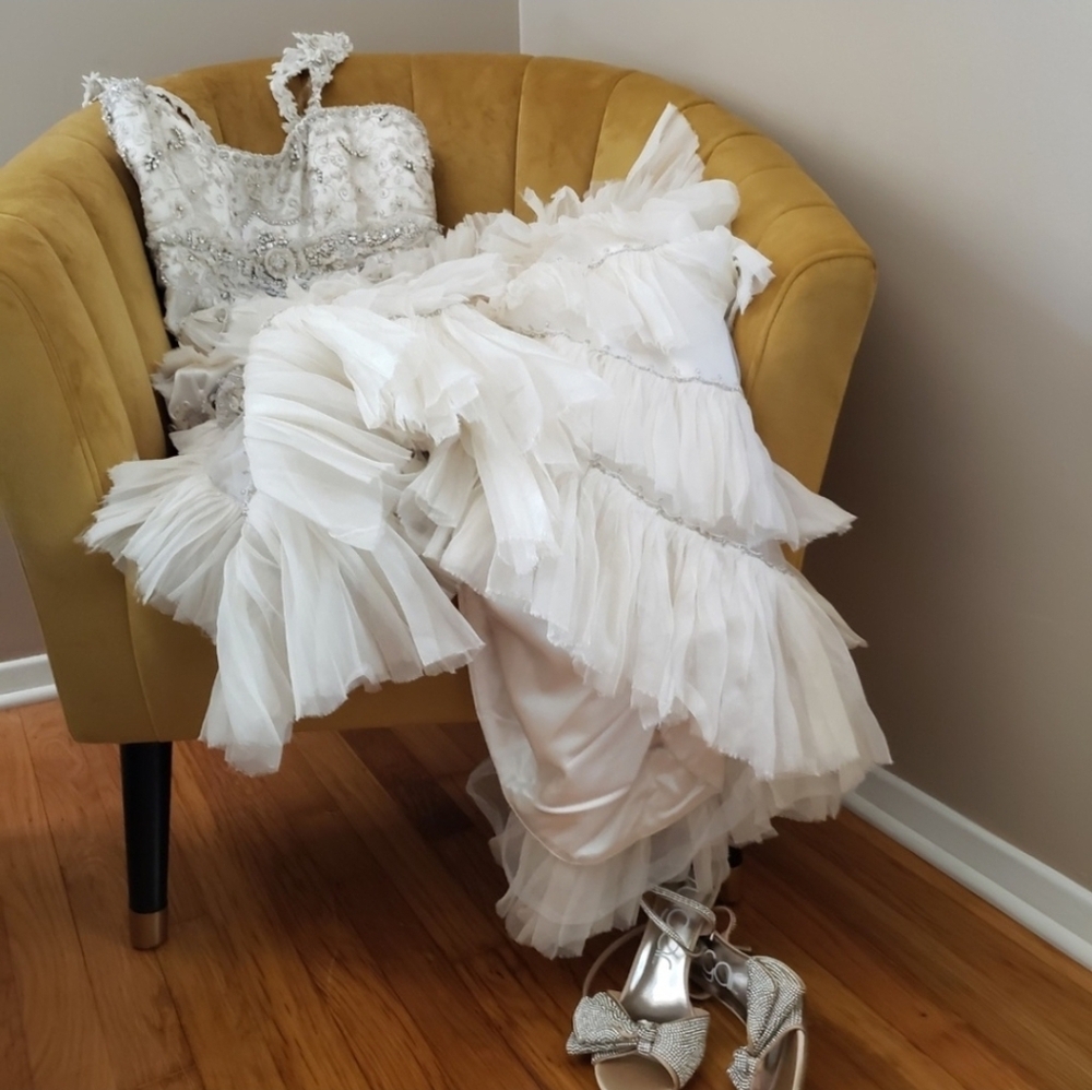 Lazaro 3059 Beaded Embellished Art Deco Wedding Gown Size 14 - Picture 16 of 16